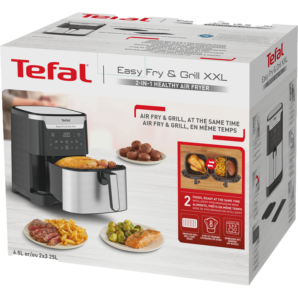 Friteuza cu aer cald TEFAL Easy Fry XXL Flexcook EY801D15, 1.5kg, 6.5l, 1830W, negru-argintiu