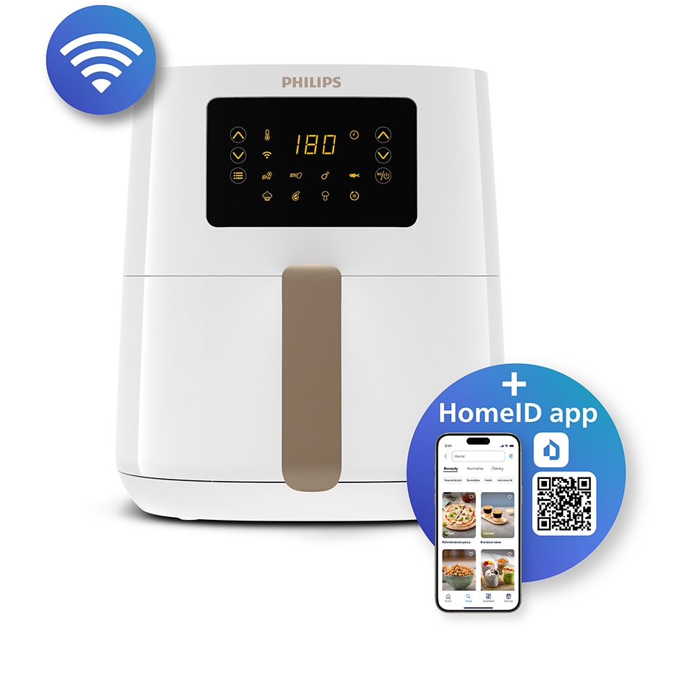 Friteuza cu aer cald PHILIPS Airfryer 5000 HD9255/30, 0.8kg, 4.1l, 1400W, alb-auriu