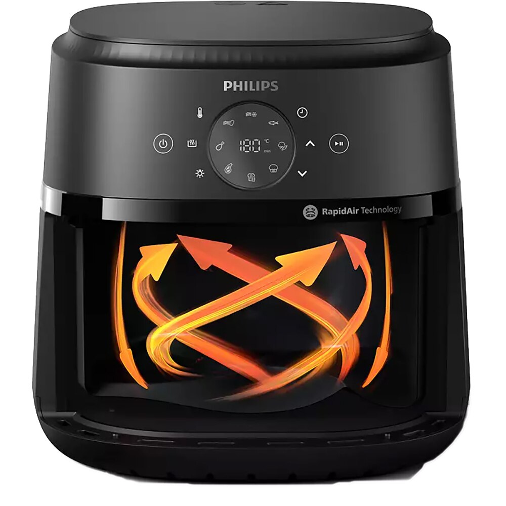 Friteuza cu aer cald PHILIPS Airfryer Seria 2000 NA231/00, 0.8kg, 6.2l, 1700W, negru-argintiu