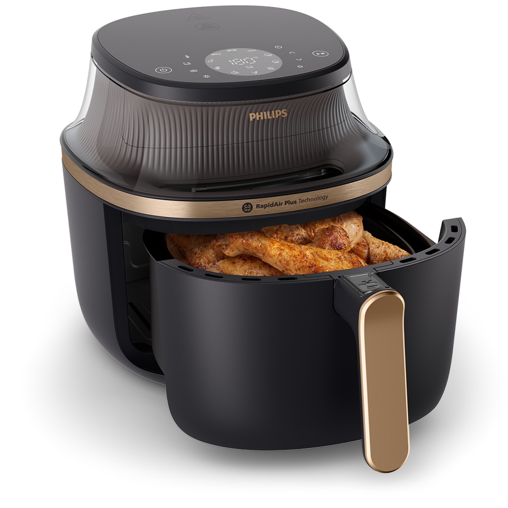 Friteuza cu aer cald PHILIPS Airfryer Seria 3000 NA342/00, 7.2l, 2000W, negru-auriu