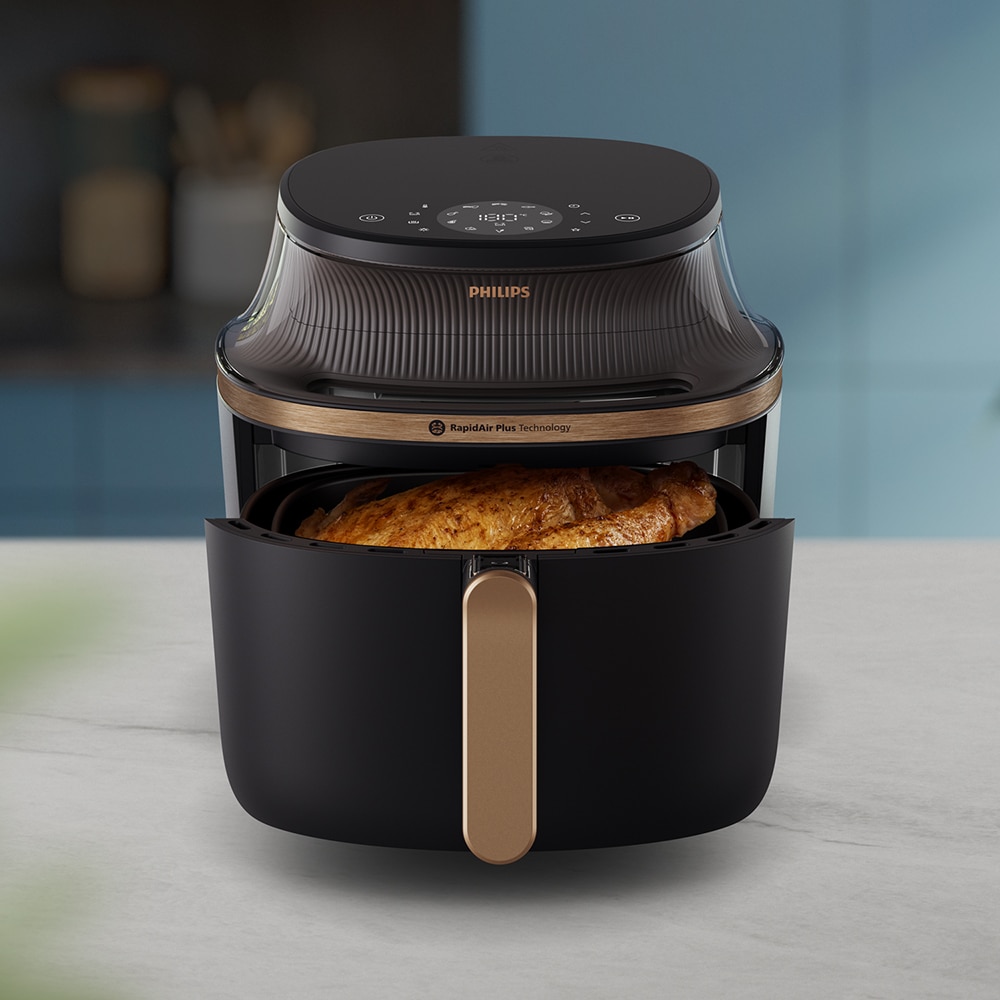 Friteuza cu aer cald PHILIPS Airfryer Seria 3000 NA342/00, 7.2l, 2000W, negru-auriu