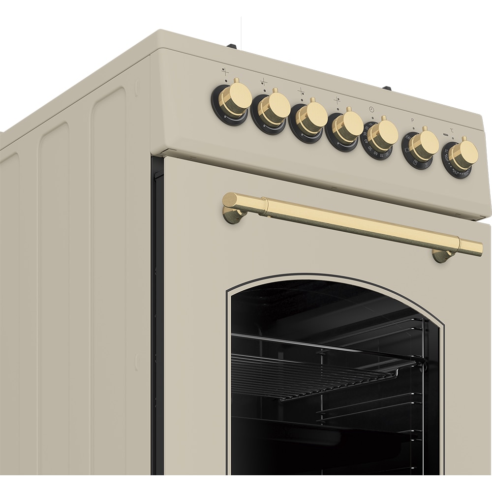 Aragaz BEKO FSE52135DCRSN, 4 arzatoare, Gaz + Electric, L 50 cm, Grill, Rotisor, crem