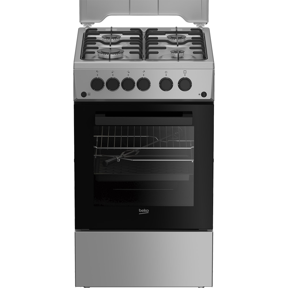 Aragaz BEKO FSGT52110DXON, 4 arzatoare, Gaz, L 50 cm, Grill, Rotisor, inox