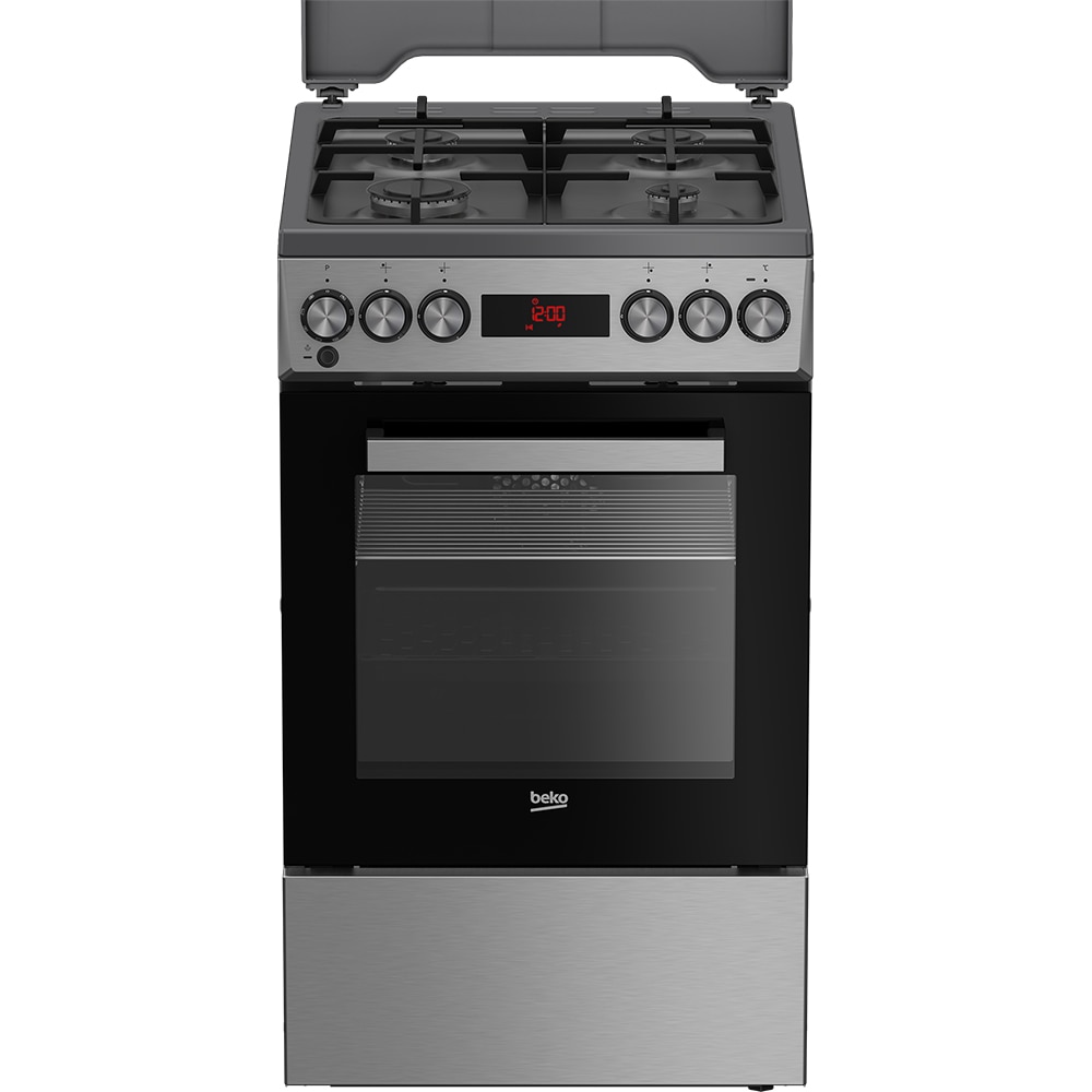 Aragaz BEKO FSM52331TXDSN, 4 arzatoare, Gaz + Electric, L 50 cm, Grill, inox