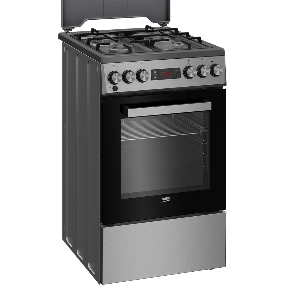 Aragaz BEKO FSM52331TXDSN, 4 arzatoare, Gaz + Electric, L 50 cm, Grill, inox