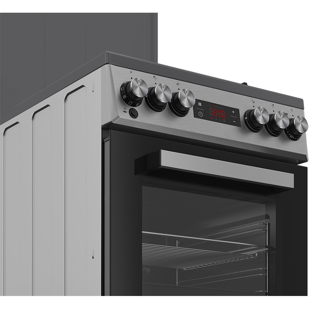 Aragaz BEKO FSM52331TXDSN, 4 arzatoare, Gaz + Electric, L 50 cm, Grill, inox