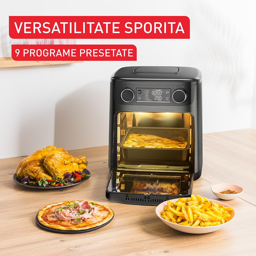 Friteuza cu aer cald TEFAL Easy Multifunction Fry FW5558E0, 15l, 1800W, negru