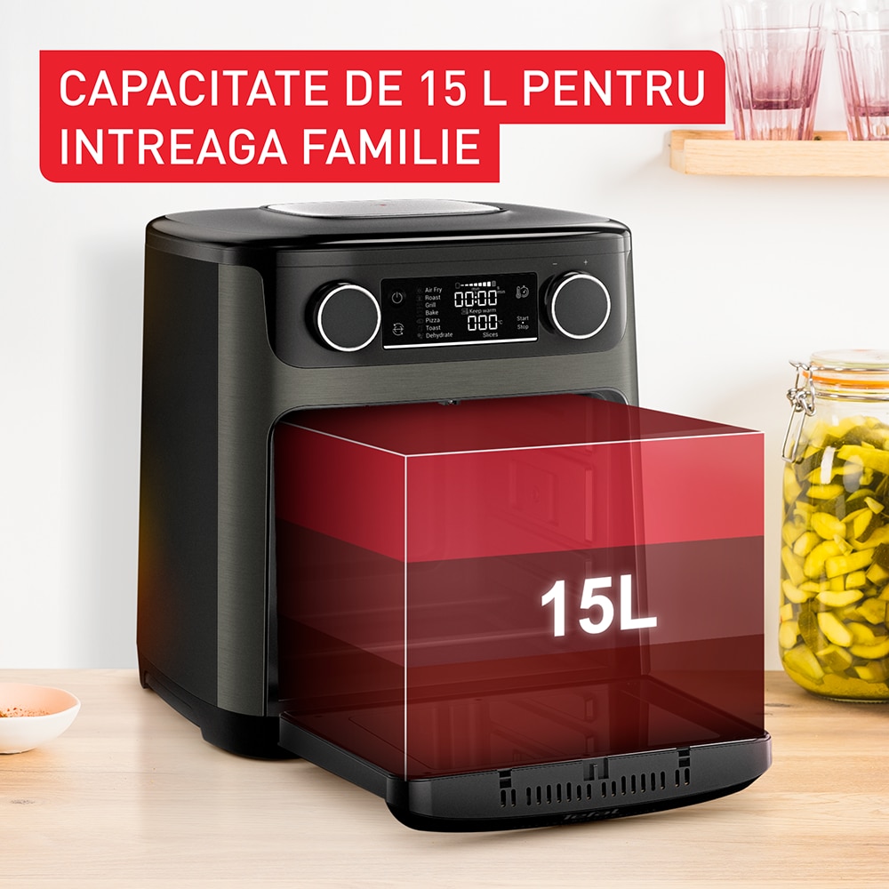 Friteuza cu aer cald TEFAL Easy Multifunction Fry FW5558E0, 15l, 1800W, negru