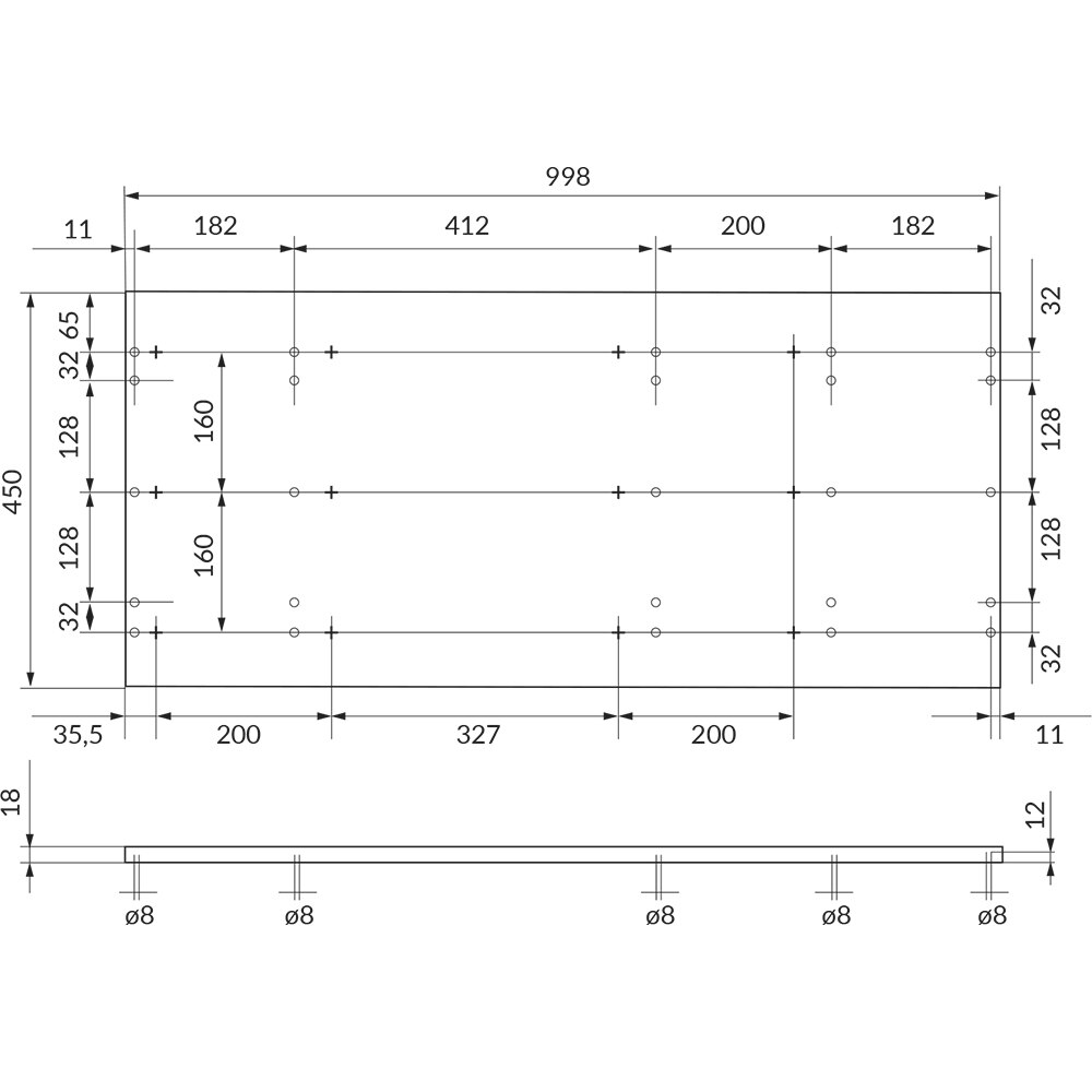 Blat lavoar CERSANIT Moduo 100 S590-124, 100 x 45 x 1.8 cm, stejar