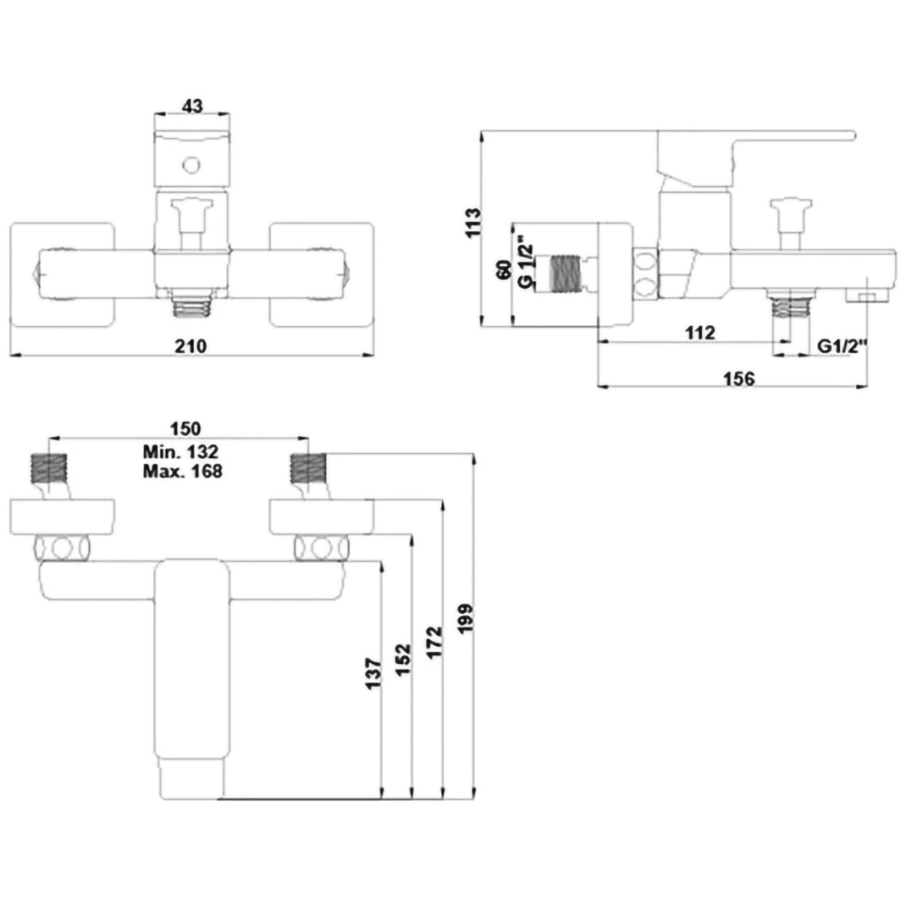 Baterie cada-dus GALA Cubo 3987600, metal, argintiu