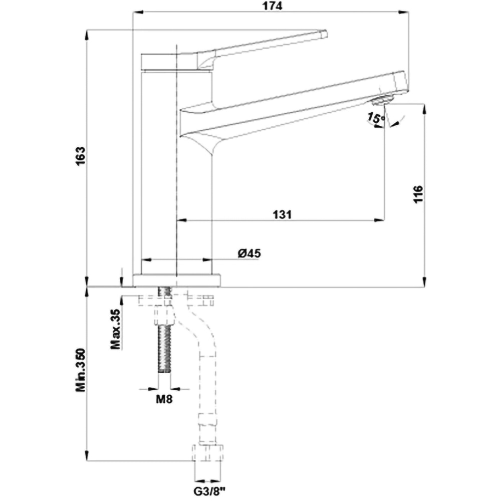Baterie lavoar GALA Gadea 3988000, metal, argintiu