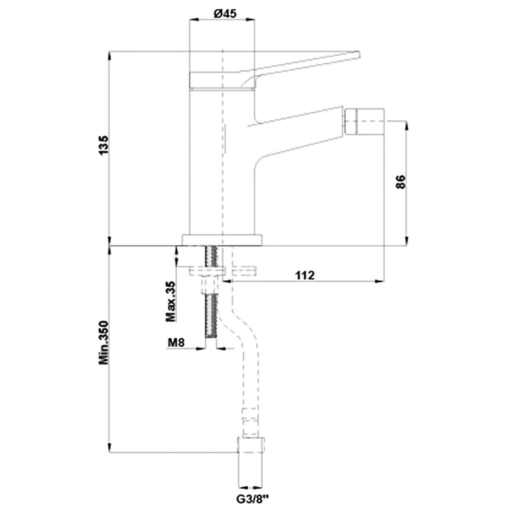 Baterie bideu GALA Gadea 3988300, metal, argintiu