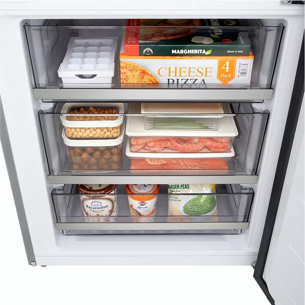 Combina frigorifica LG GBBW322DPY, No Frost, 465 l, H 203 cm, Clasa D, ThinQ, argintiu