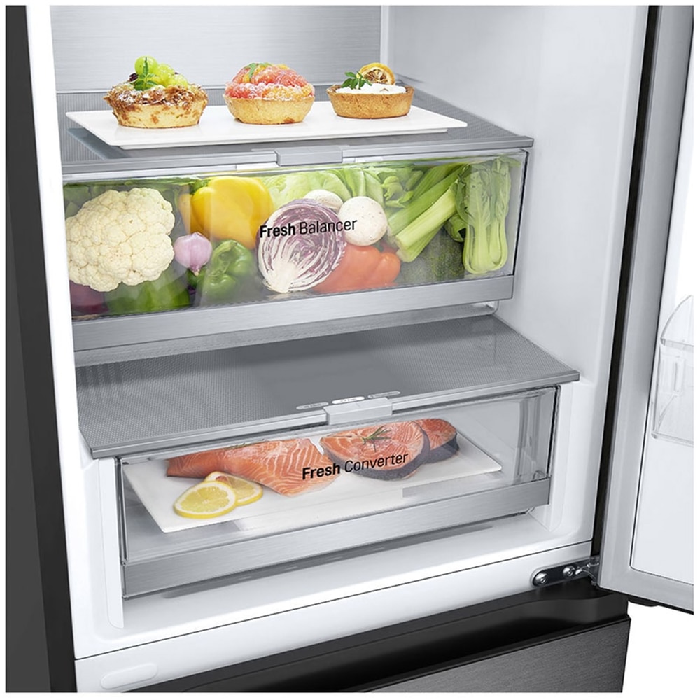 Combina frigorifica LG GBV7280AEV, No Frost, 387 l, H 203 cm, Clasa A, negru