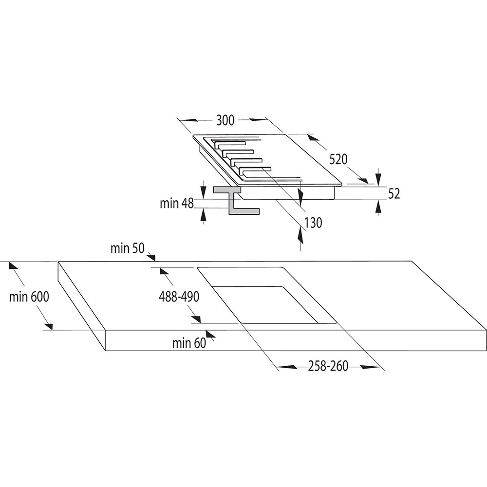 Plita incorporabila GORENJE GC321B, Gaz, 2 arzatoare, negru