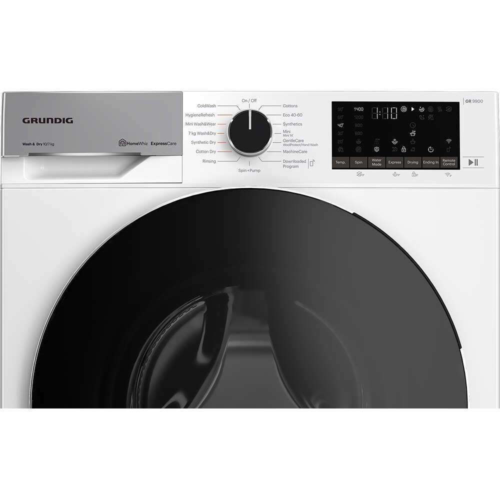 Masina de spalat rufe frontala cu uscator GRUNDIG GD9P810447W ES, SteamAssist, 10/7 kg, 1400rpm, Clasa A/D, Wi-Fi, alb