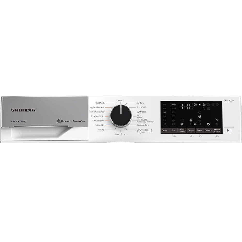 Masina de spalat rufe frontala cu uscator GRUNDIG GD9P810447W ES, SteamAssist, 10/7 kg, 1400rpm, Clasa A/D, Wi-Fi, alb