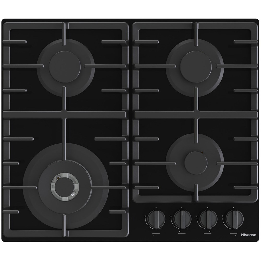 Plita incorporabila HISENSE GG663BHF, Gaz, 4 arzatoare, Wok, negru lucios