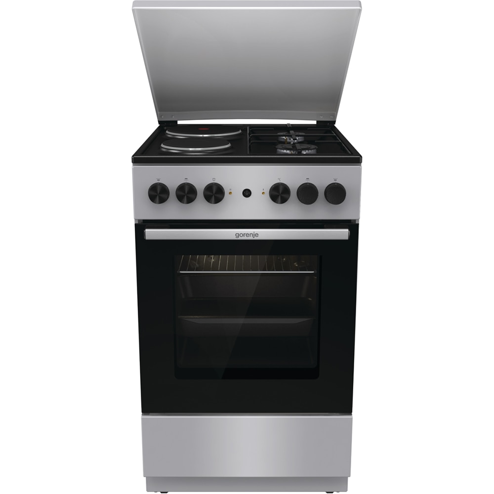 Aragaz GORENJE GK5A12SG, 4 arzatoare, Gaz + Electric, L 50 cm, gri