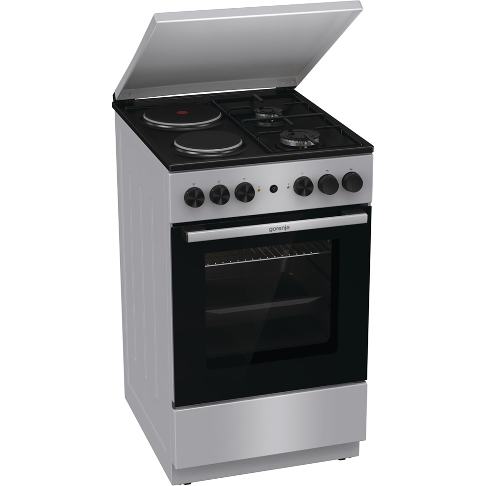 Aragaz GORENJE GK5A12SG, 4 arzatoare, Gaz + Electric, L 50 cm, gri