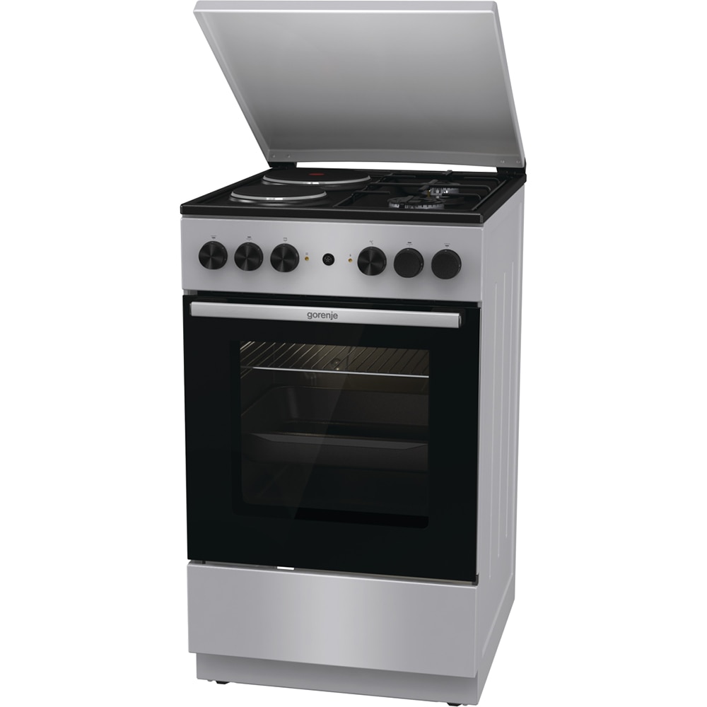 Aragaz GORENJE GK5A12SG, 4 arzatoare, Gaz + Electric, L 50 cm, gri