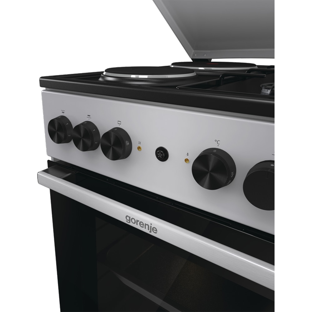 Aragaz GORENJE GK5A12SG, 4 arzatoare, Gaz + Electric, L 50 cm, gri