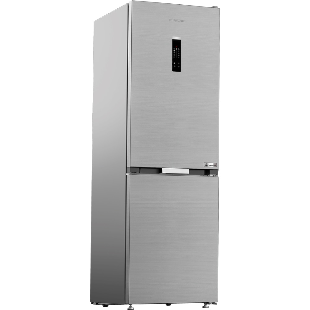 Combina frigorifica GRUNDIG GKPN46821X, No Frost, 316 l, H 186 cm, Clasa E, argintiu
