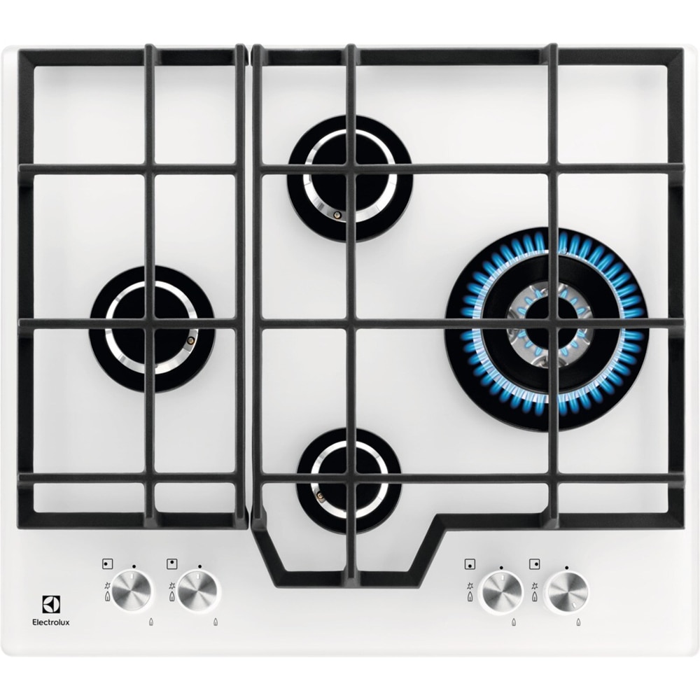 Plita incorporabila ELECTROLUX GME363NV, Gaz, 4 arzatoare, Wok, alb