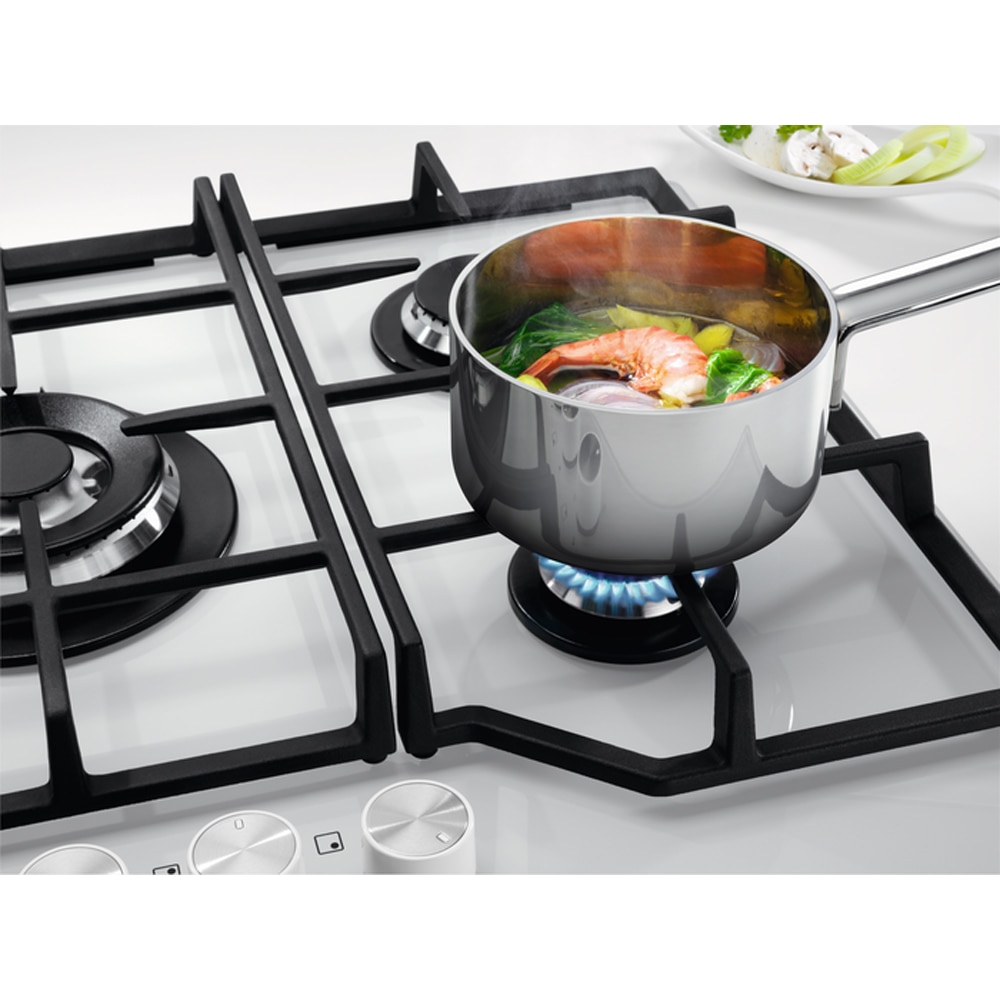 Plita incorporabila ELECTROLUX GME363NV, Gaz, 4 arzatoare, Wok, alb