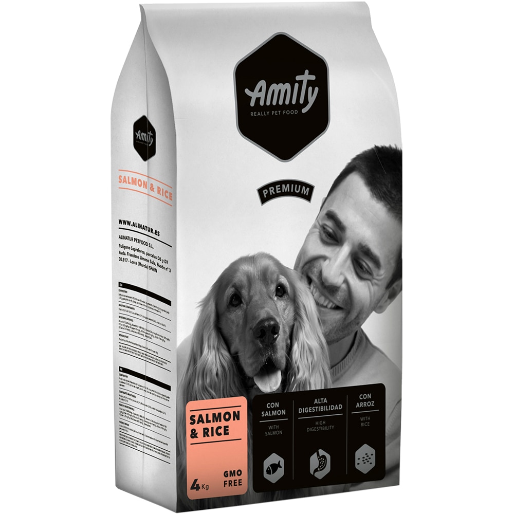 Hrana uscata pentru caini AMITY Premium, Adult, Somon si Orez, 4 kg
