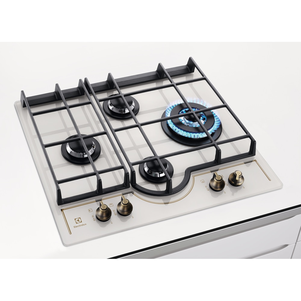 Plita incorporabila ELECTROLUX GPE363RBV, Gaz, 4 arzatoare, Wok, crem