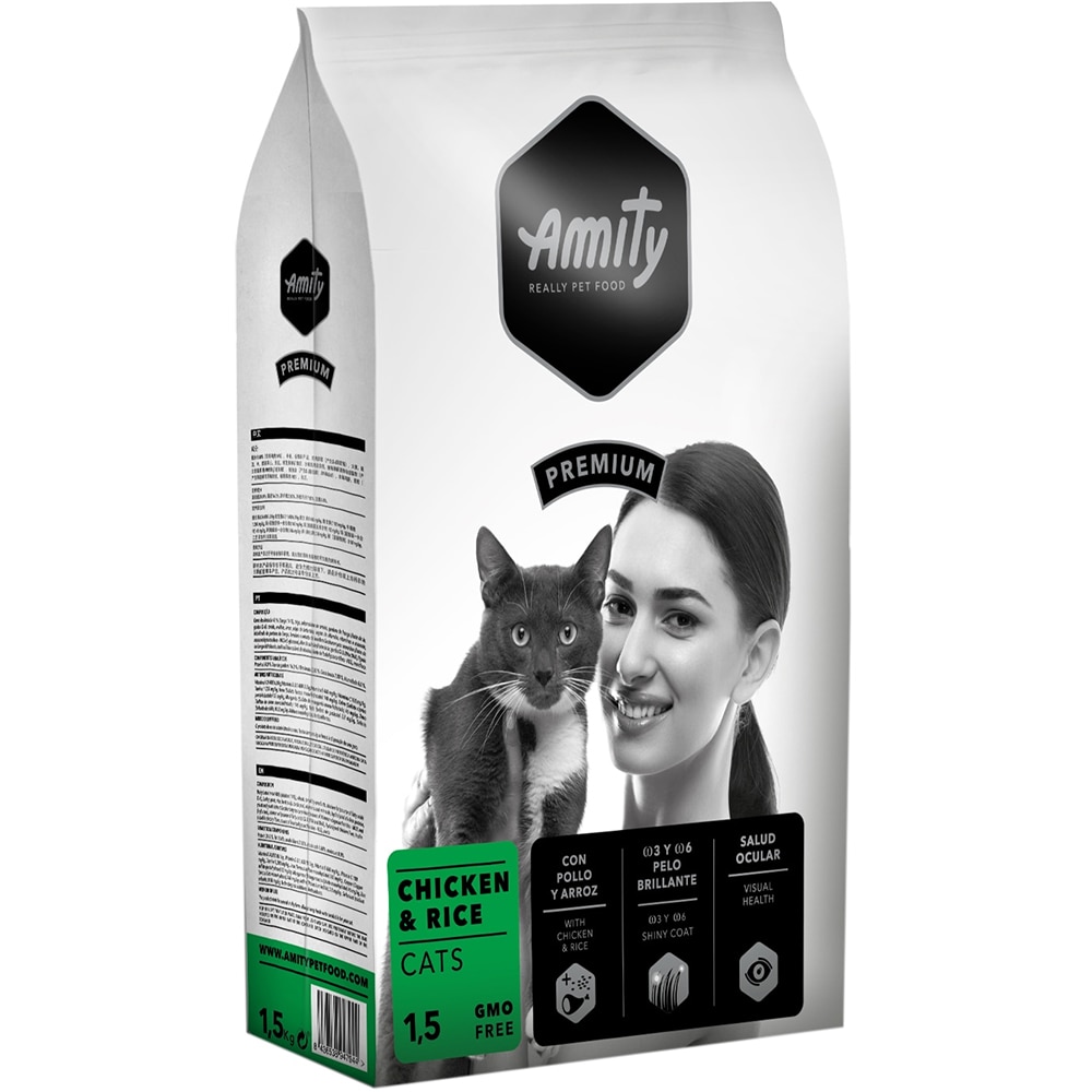 Hrana uscata pentru pisici AMITY Premium, Adult, Pui, 1.5 kg