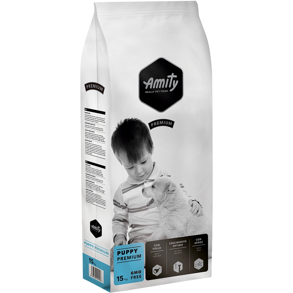 Hrana uscata pentru caini AMITY Premium, Junior, Pui si Orez, 15 kg