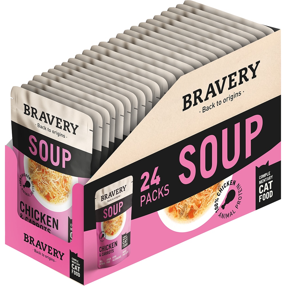 Hrana umeda pentru pisici BRAVERY, Adult, Pui si Morcov, 24 x 40 g