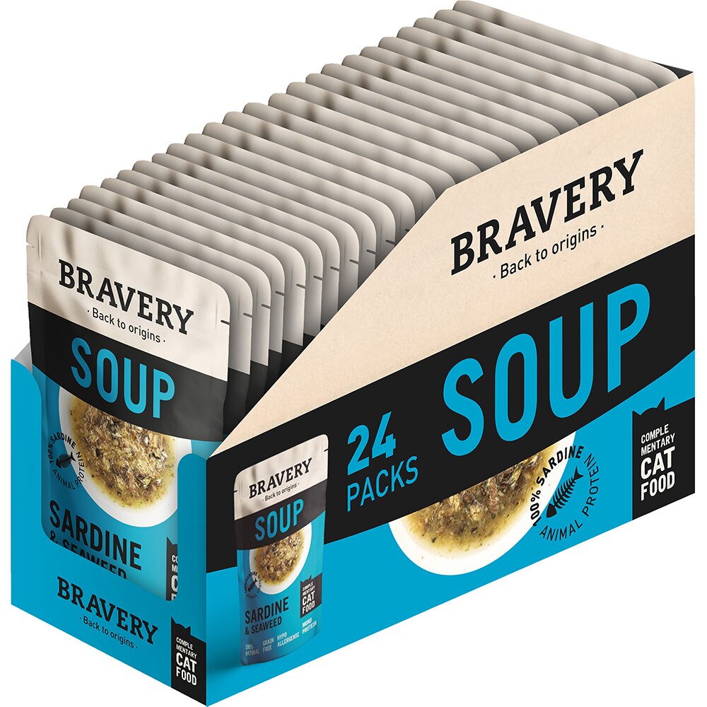Hrana umeda pentru pisici BRAVERY, Adult, Sardine si Alge, 24 x 40 g