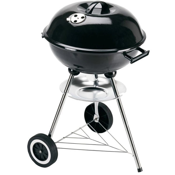 Gratar carbune LANDMANN Kettle Grill Chef, 43 cm, 1 suprafata, 2 role, negru