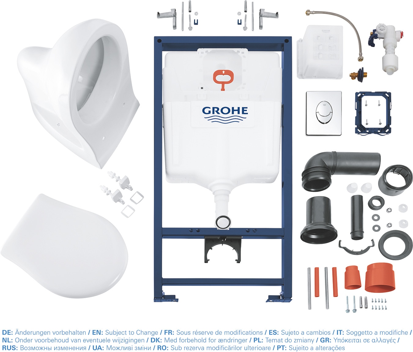 Set vas WC 4 in 1 GROHE Solido Perfect 39192000, montaj suspendat, evacuare dubla, alb