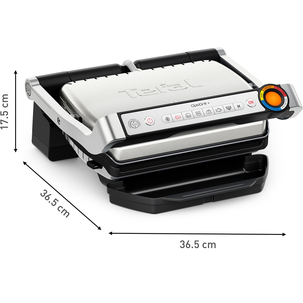 Gratar electric TEFAL OptiGrill+ GC718D10, 2000W, 6 programe automate, argintiu-negru