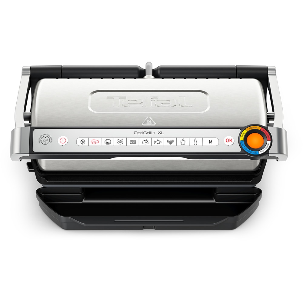Gratar electric TEFAL OptiGrill+ XL GC728D10, 2000W, 9 programe automate, argintiu-negru