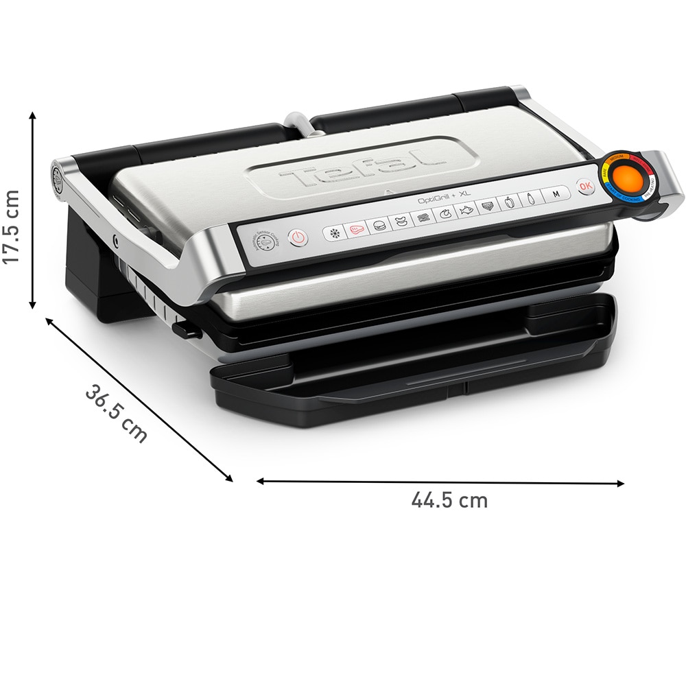 Gratar electric TEFAL OptiGrill+ XL GC728D10, 2000W, 9 programe automate, argintiu-negru