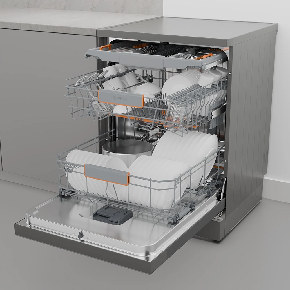 Masina de spalat vase independenta GORENJE GS673B90X, 16 seturi, 7 programe, 60 cm, Clasa B, Wi-Fi, panou comanda gri