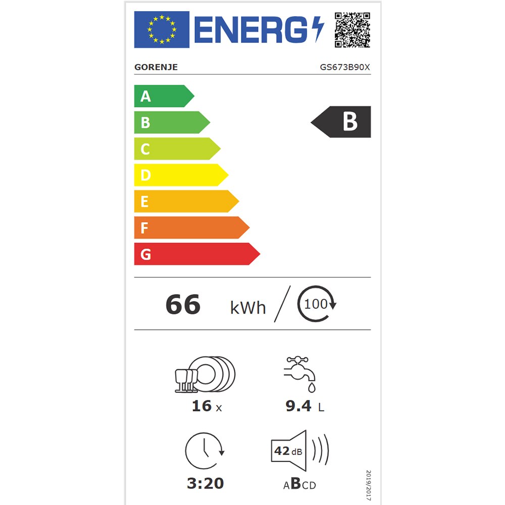 Masina de spalat vase independenta GORENJE GS673B90X, 16 seturi, 7 programe, 60 cm, Clasa B, Wi-Fi, panou comanda gri