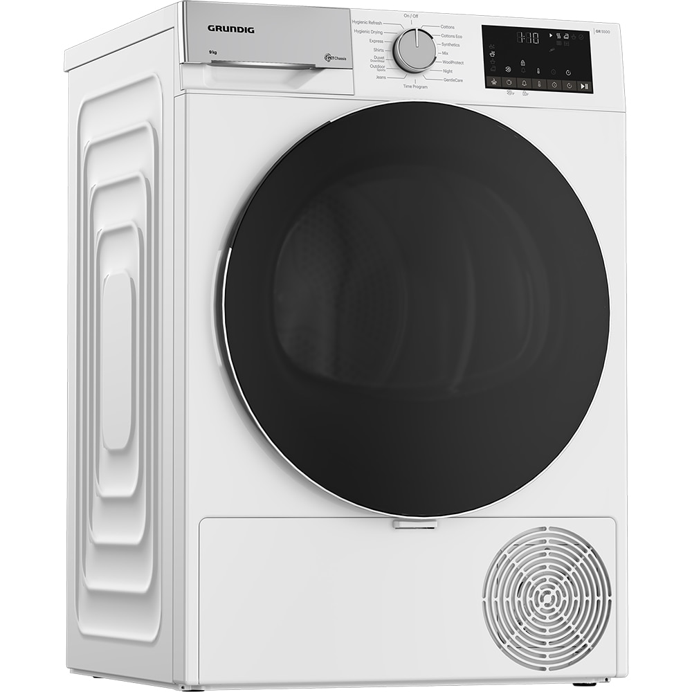 Uscator de rufe GRUNDIG GT55923 EU, Pompa de caldura, 9 kg, 15 programe, Clasa C, alb