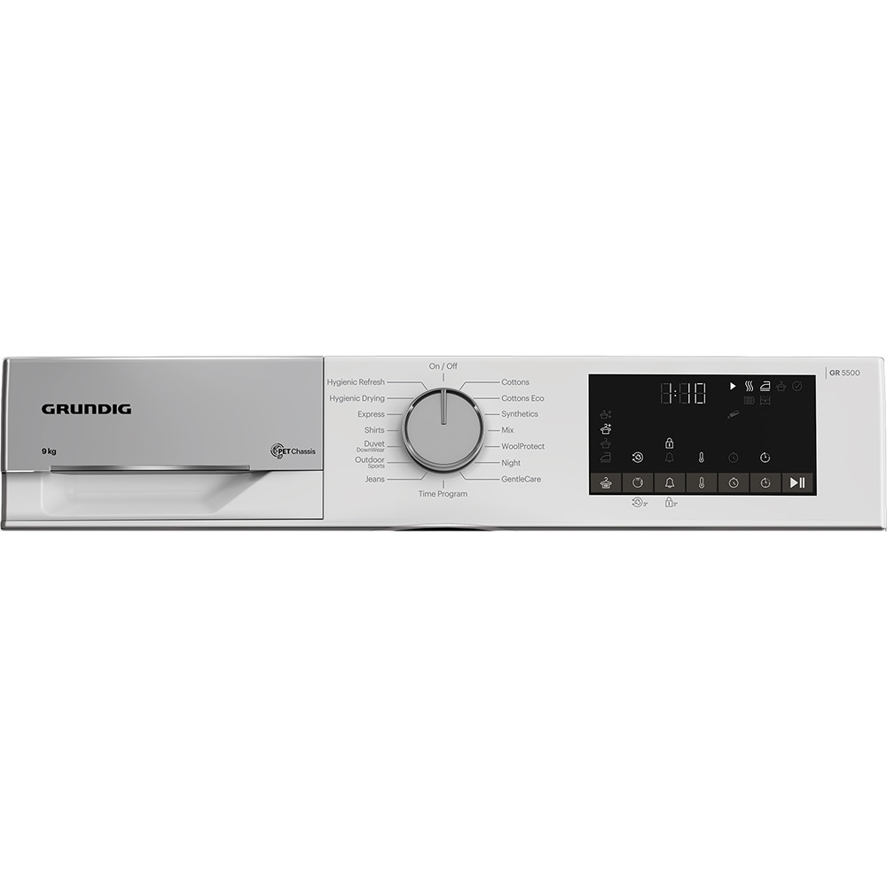 Uscator de rufe GRUNDIG GT55923 EU, Pompa de caldura, 9 kg, 15 programe, Clasa C, alb