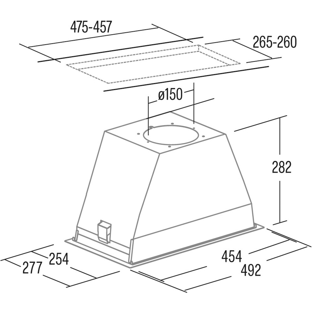 Hota incorporabila CATA GT-PLUS 45 X, 1 motor, 645 m3/h, L 50 cm, inox