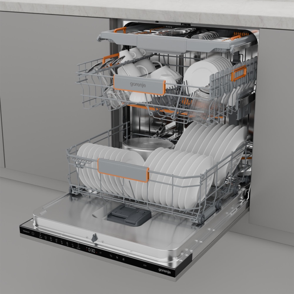 Masina de spalat vase incorporabila GORENJE GV673B65, 16 seturi, 7 programe, 60 cm, Clasa B, panou comanda negru