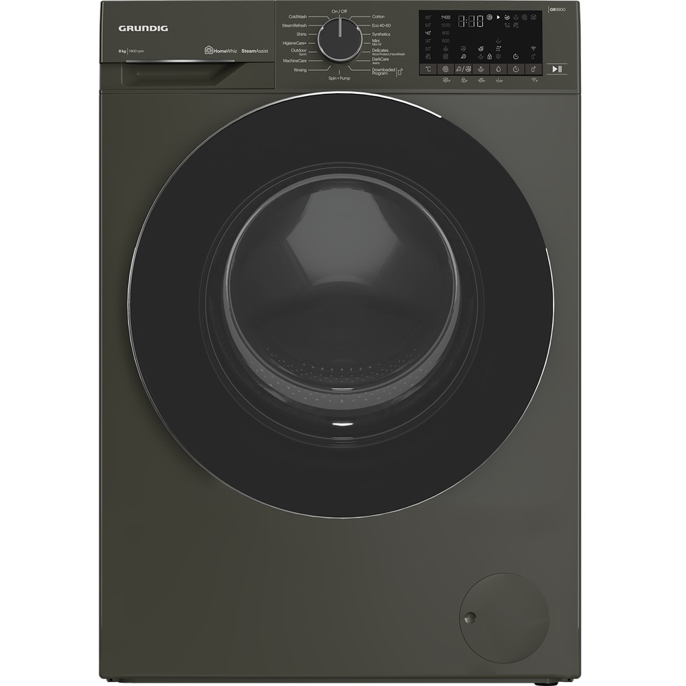 Masina de spalat rufe frontala GRUNDIG GW9P88418MB2 ES, SteamAssist, 8 kg, 1400rpm, Clasa A, Wi-Fi, gri inchis