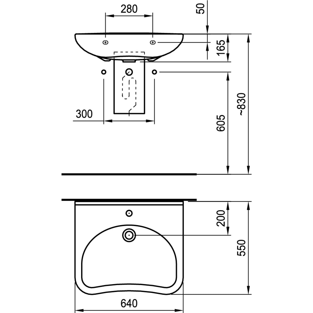 Lavoar suspendat ROCA Fayans B-Libero H8137140001771, pentru persoane cu dizabilitati, portelan, 64 x 55 cm, alb