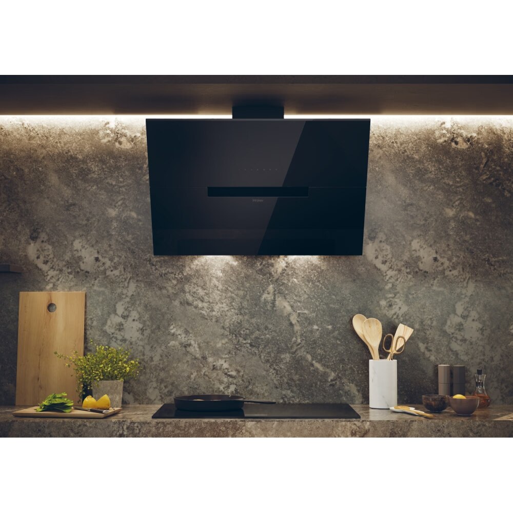Hota decorativa HAIER HADG9CBS4BWIFI, 1 motor, 624 m3/h, L 90 cm, Wi-Fi, negru