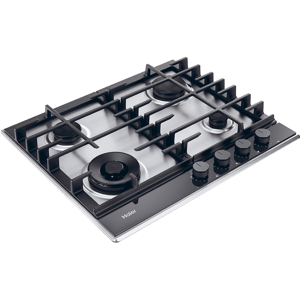 Plita incorporabila HAIER HAHG6BF4TX, Gaz, 4 arzatoare, Wok, inox-negru